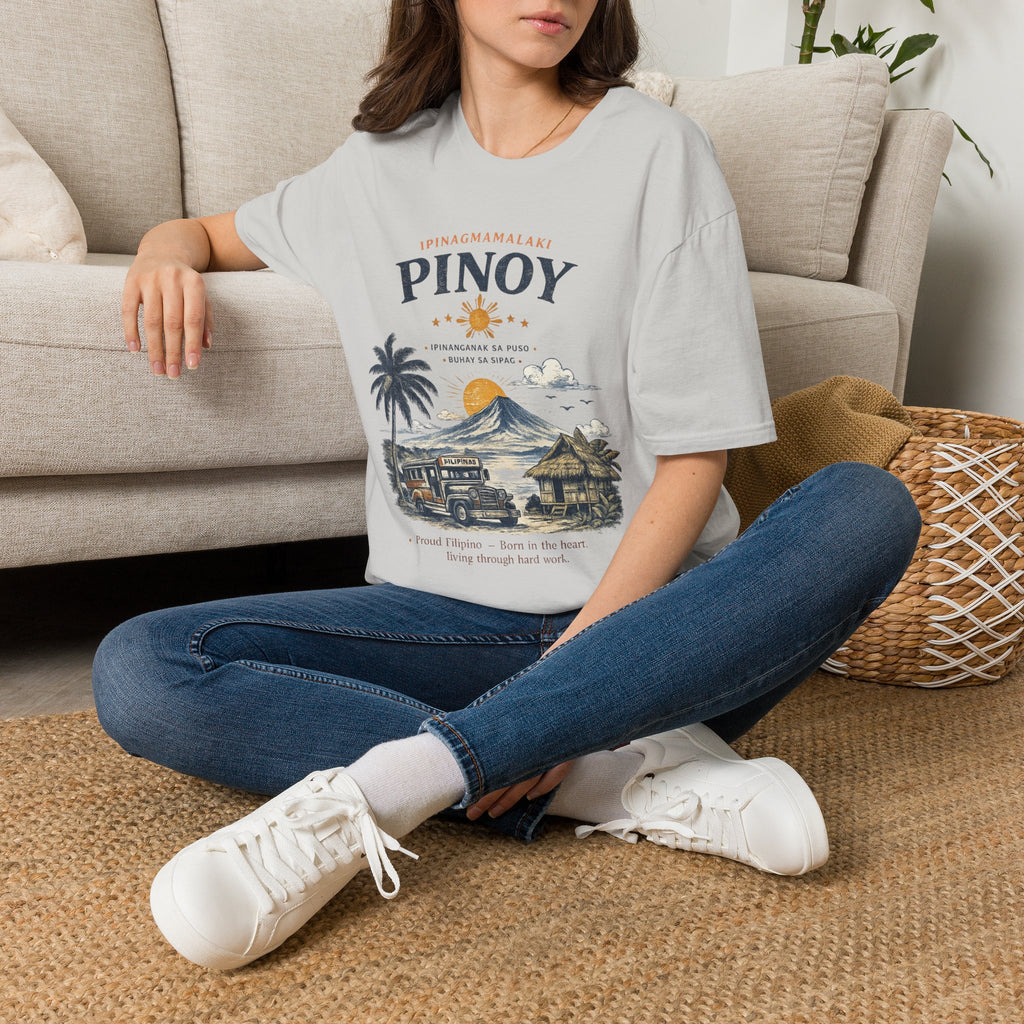 Pinoy Philippines T-Shirt – Vintage Mayon Volcano & Beach Travel Tee