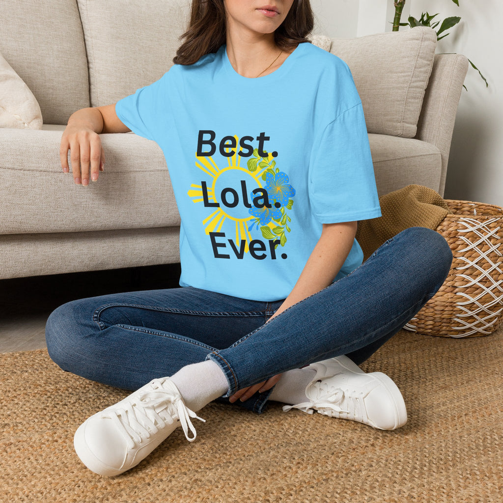 Baby boy pregnancy announcement for the Best Lola Ever T-Shirt — Floral Sun Graphic Tee for Grandma/Mother’s Day