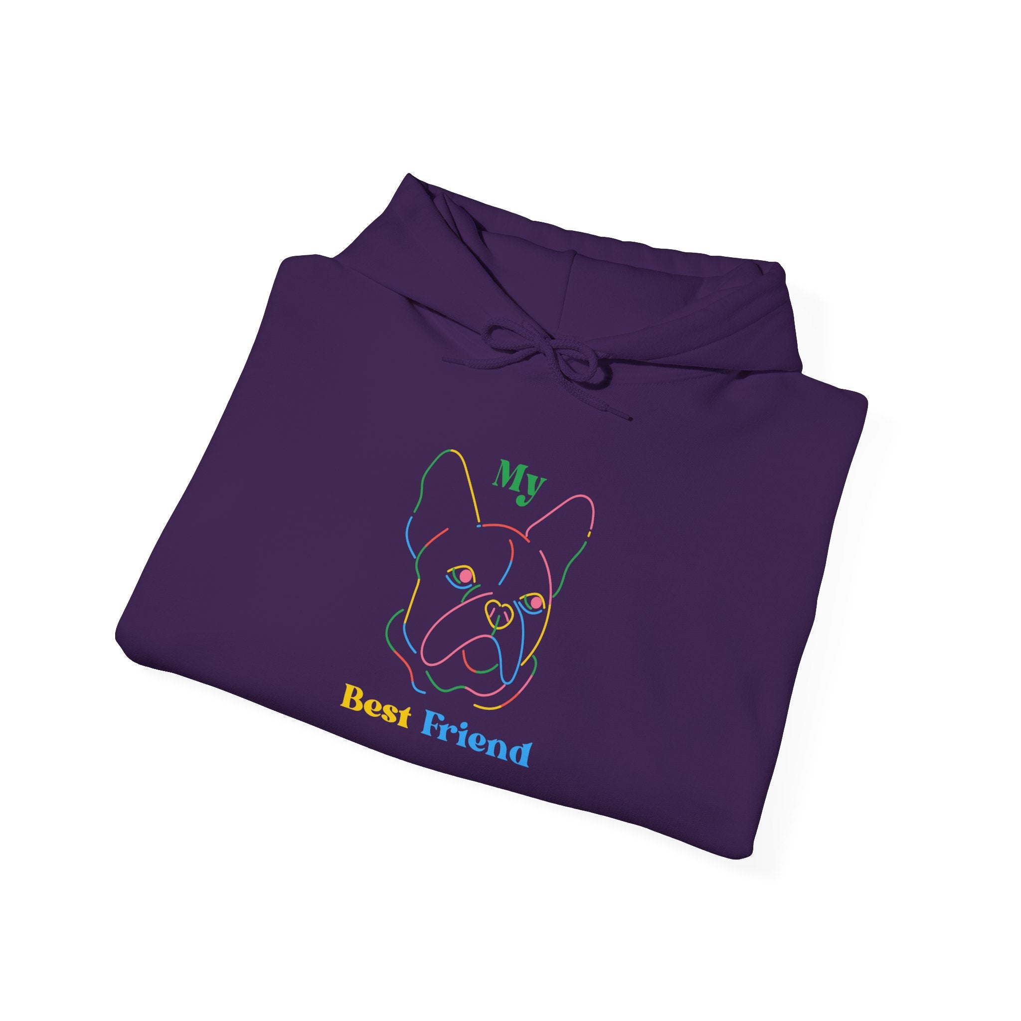 Hoodie - "My Best Friend" Rainbow Outline French Bulldog Pullover