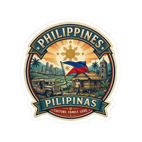 Philippines Vintage Crest Sticker — Pilipinas Culture, Family, Love