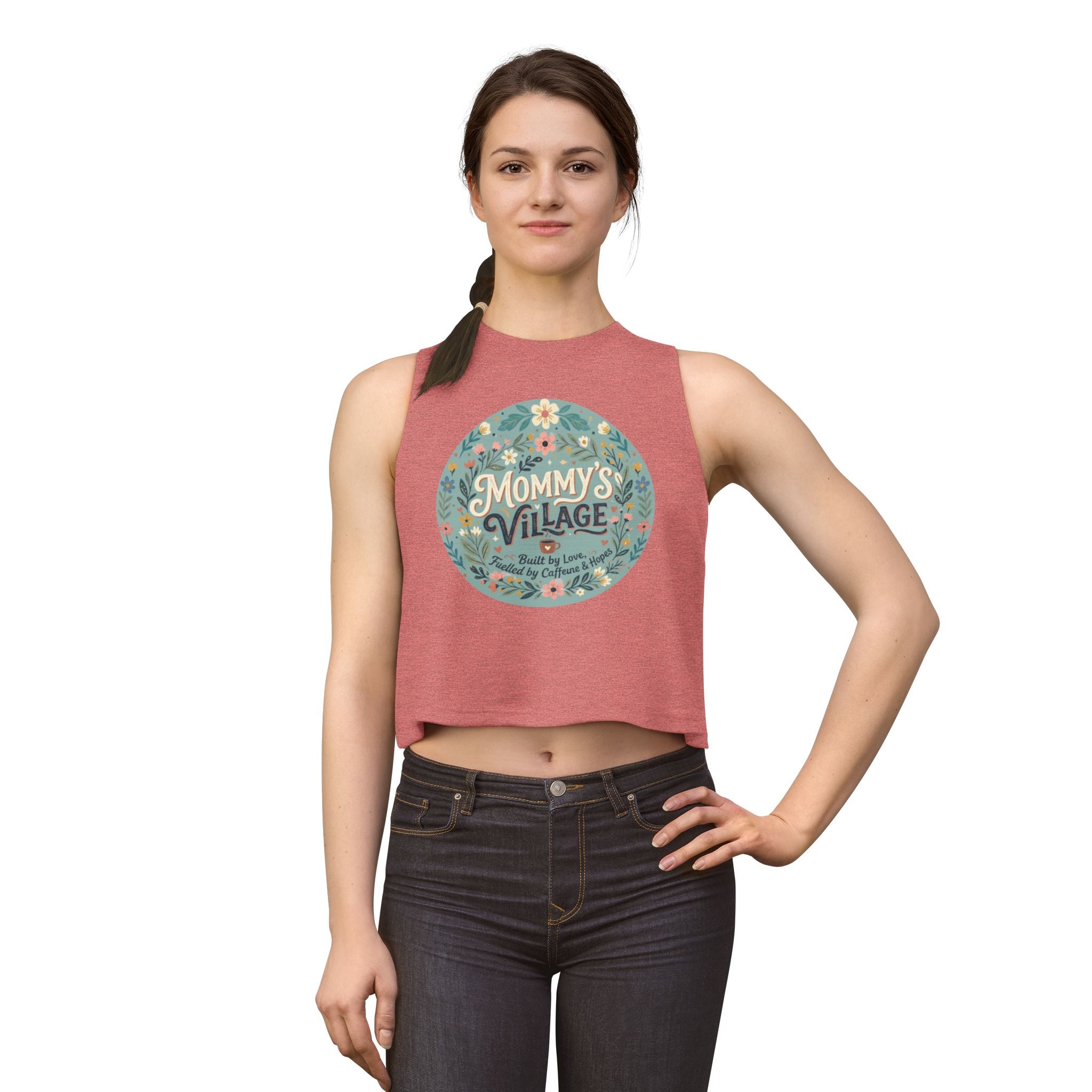 Mommy's Village Floral Crop Top — Mom Gift Mother's Day Shirt