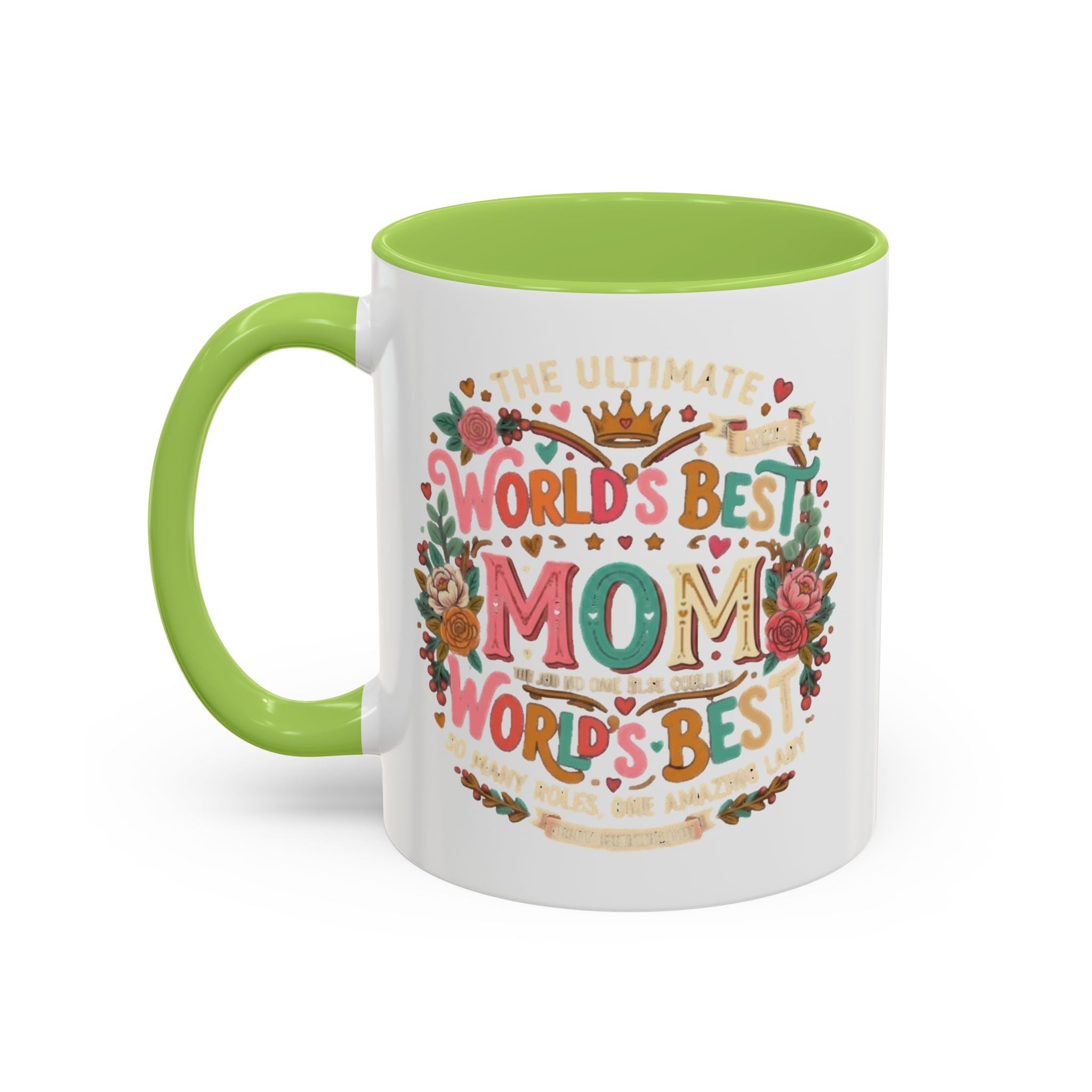 World's Best Mom Accent Coffee Mug — Floral Mother's Day 11/15oz