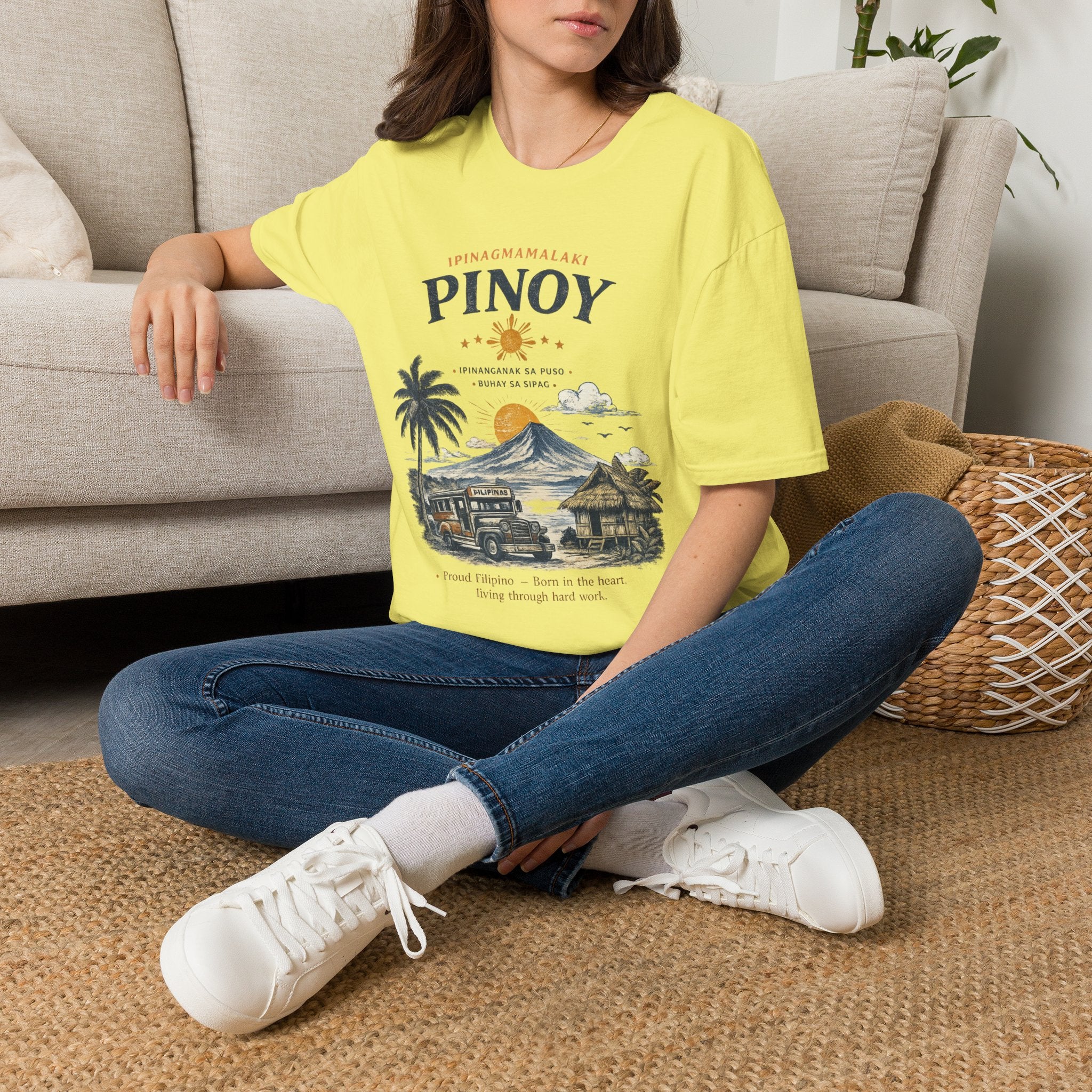 Pinoy Philippines T-Shirt – Vintage Mayon Volcano & Beach Travel Tee