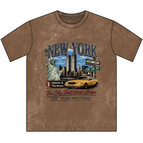 Vintage New York Tee — Retro NYC Skyline & Taxi Crewneck