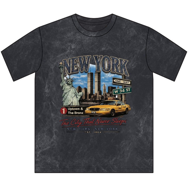 Vintage New York Tee — Retro NYC Skyline & Taxi Crewneck