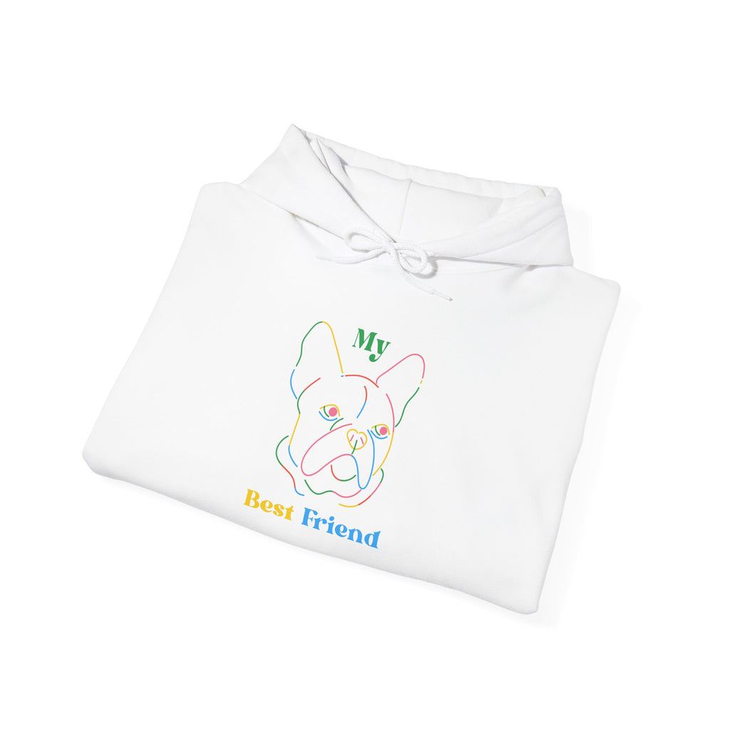 Hoodie - "My Best Friend" Rainbow Outline French Bulldog Pullover