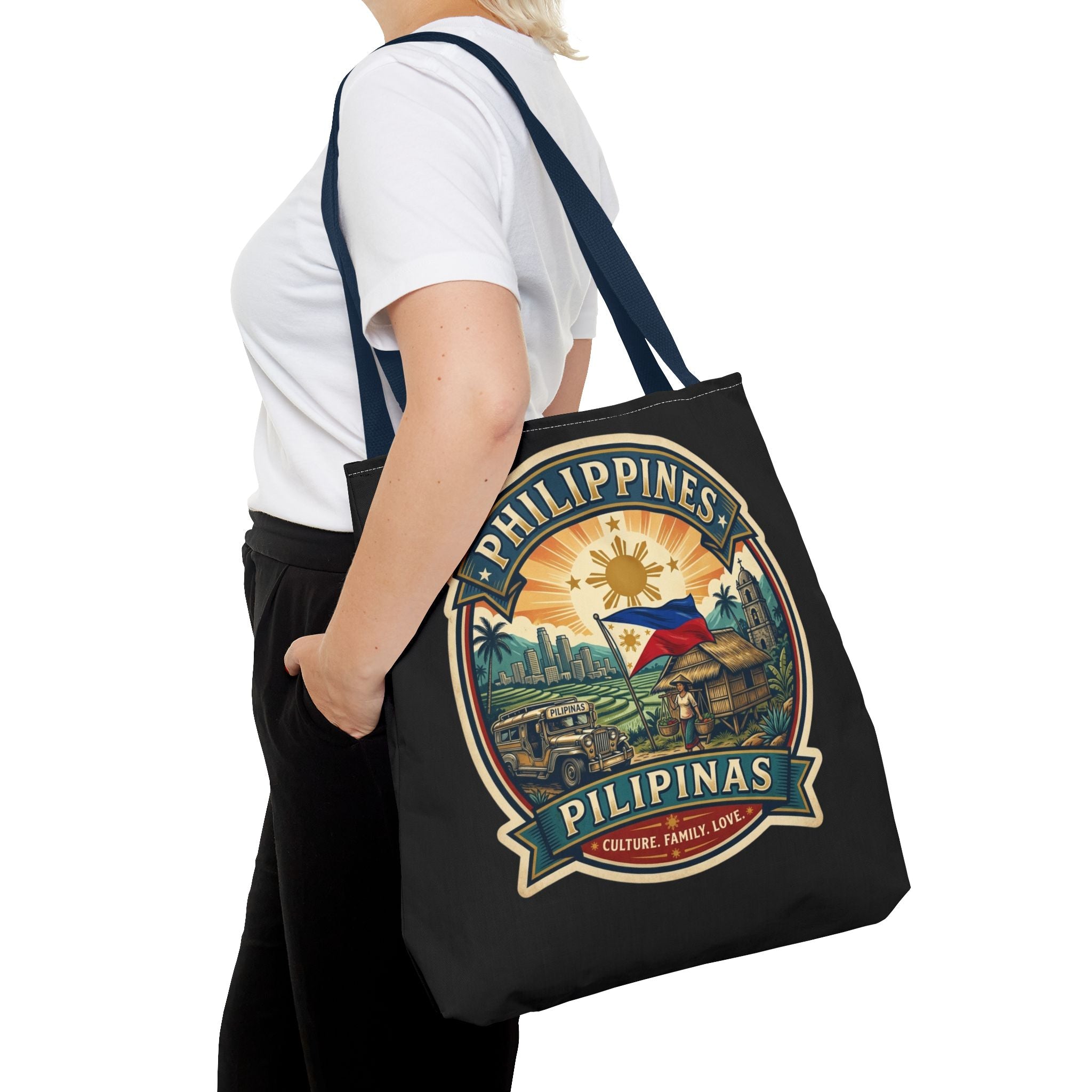 Philippines Vintage Travel Tote Bag — Pilipinas Flag & Island Scene