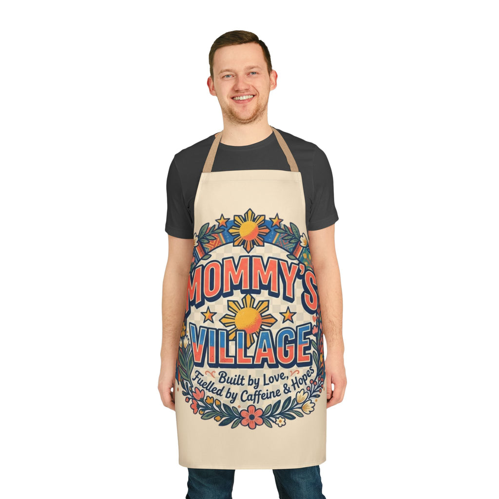 Mommy's Village Floral Filipino Apron — "Built by Love, Fueled by Caffeine & Hope" Phillipines design