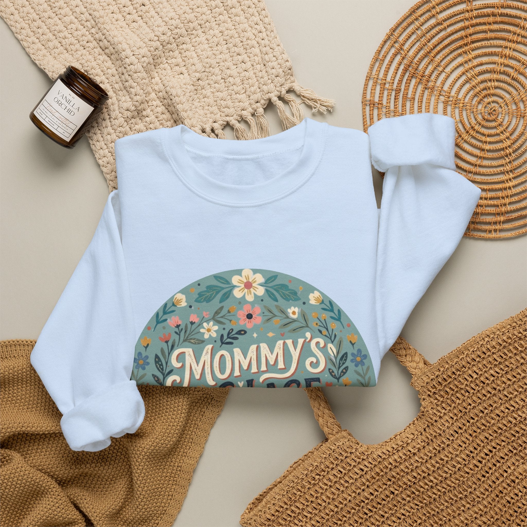 Mommy's Village Floral Crewneck Sweatshirt — Mom Life Cozy Pullover