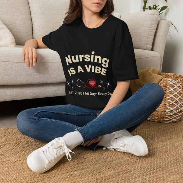 Nursing Is A Vibe T-Shirt – Retro Nurse Gift, Cute Healthcare Crew Tee