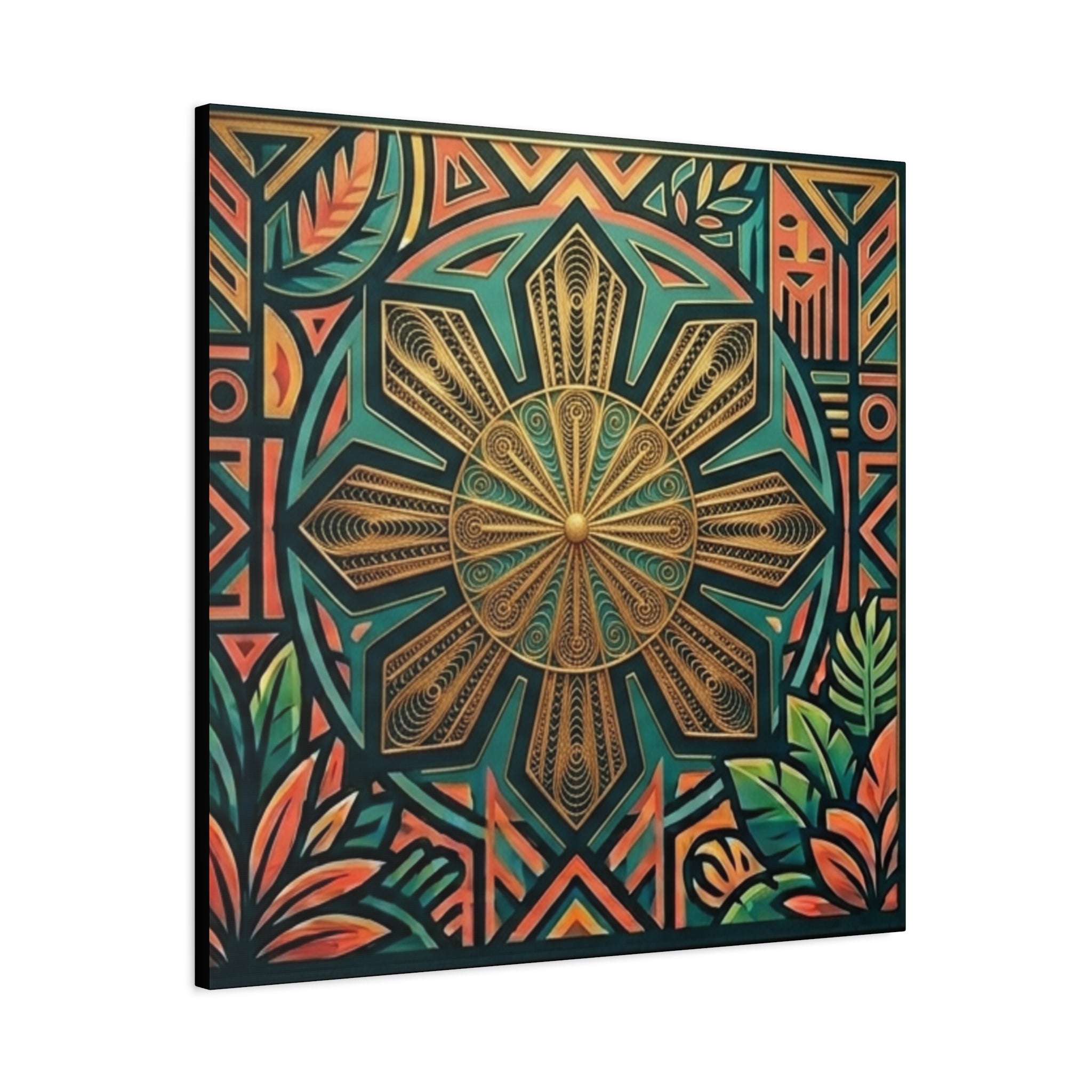 Filipino, Philippines Sun Matte Canvas Print — Tropical Geometric Sunburst Wall Art (Stretched 1.25")