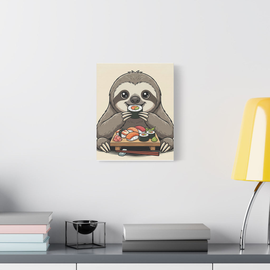 Sloth Sushi Canvas Print — Cute Kawaii Animal Wall Art