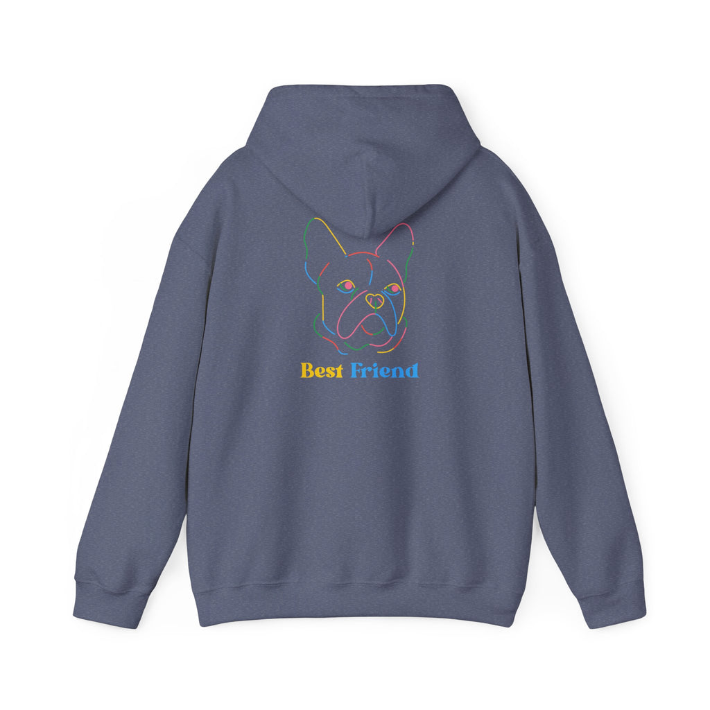 Hoodie - "My Best Friend" Rainbow Outline French Bulldog Pullover