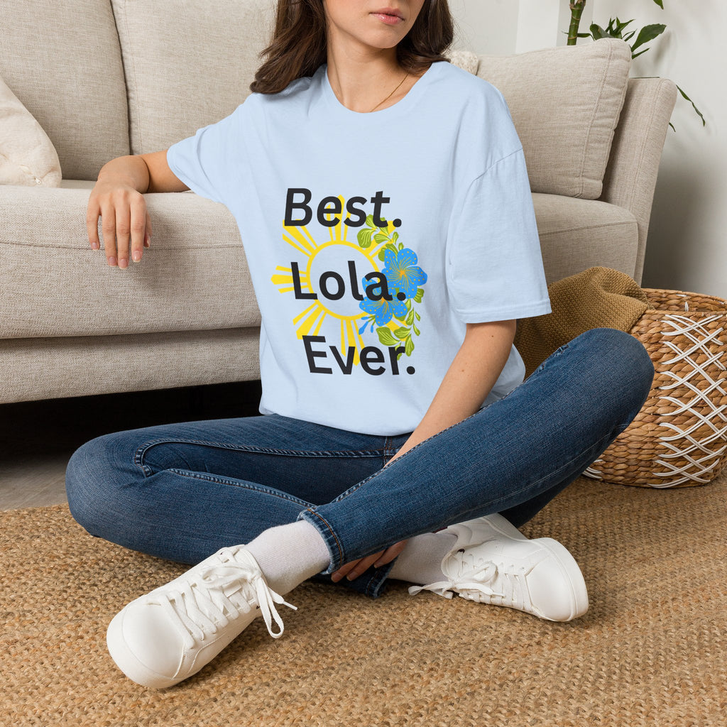 Baby boy pregnancy announcement for the Best Lola Ever T-Shirt — Floral Sun Graphic Tee for Grandma/Mother’s Day