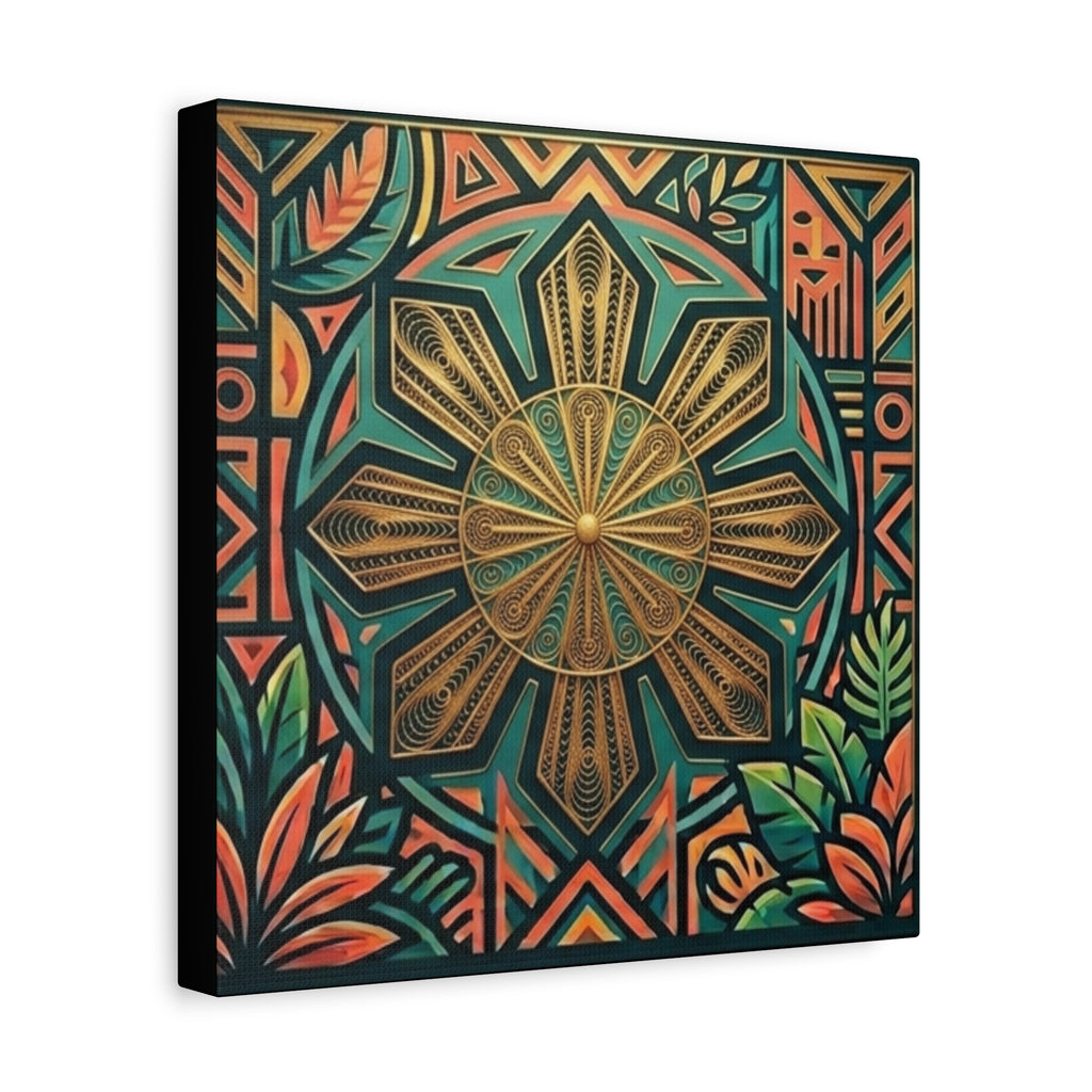 Filipino, Philippines Sun Matte Canvas Print — Tropical Geometric Sunburst Wall Art (Stretched 1.25")