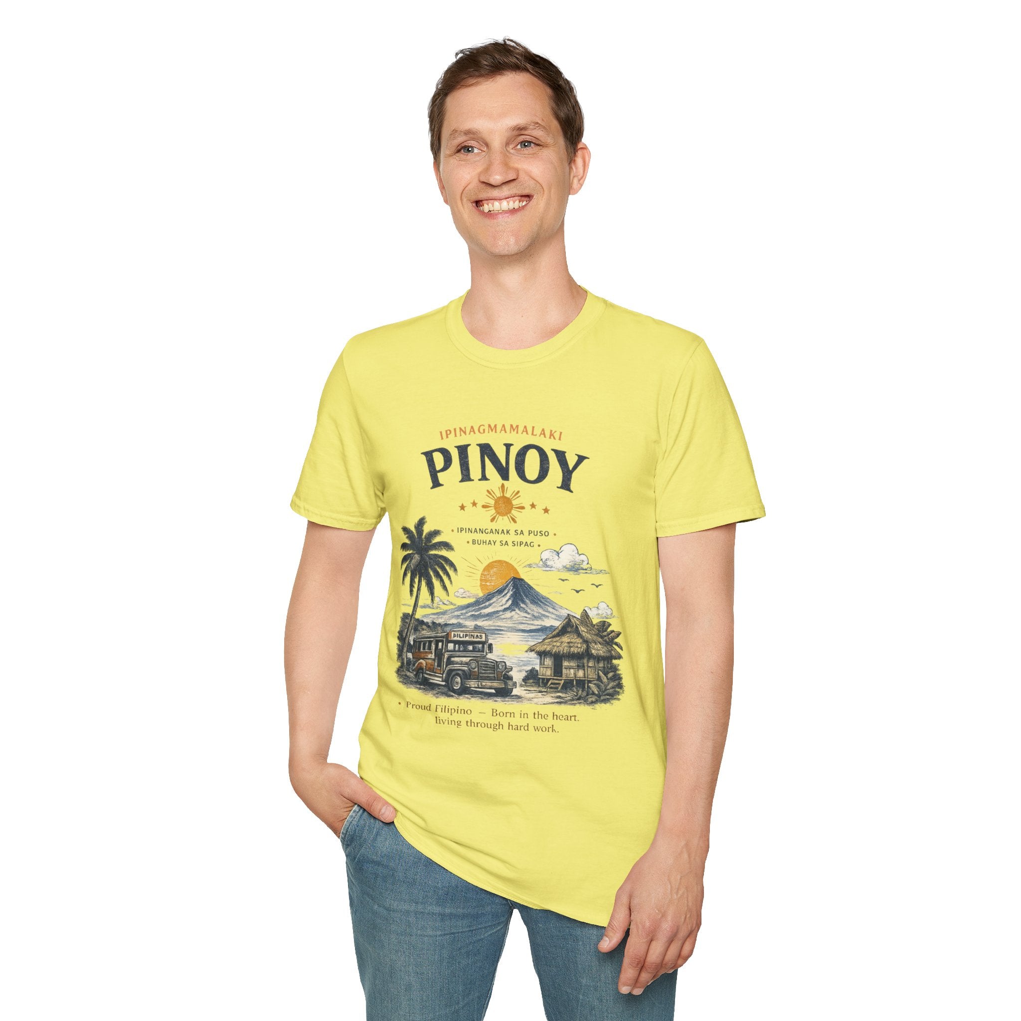 Pinoy Philippines T-Shirt – Vintage Mayon Volcano & Beach Travel Tee