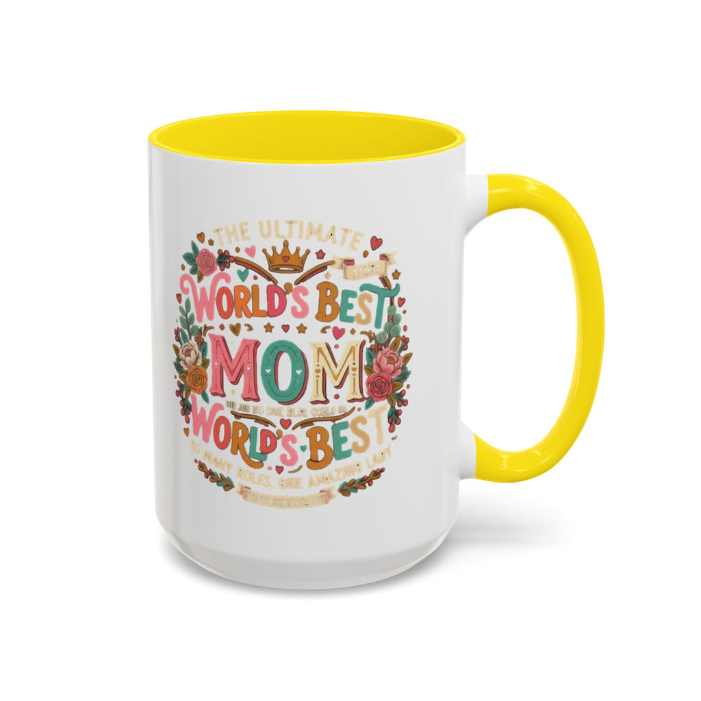 World's Best Mom Accent Coffee Mug — Floral Mother's Day 11/15oz
