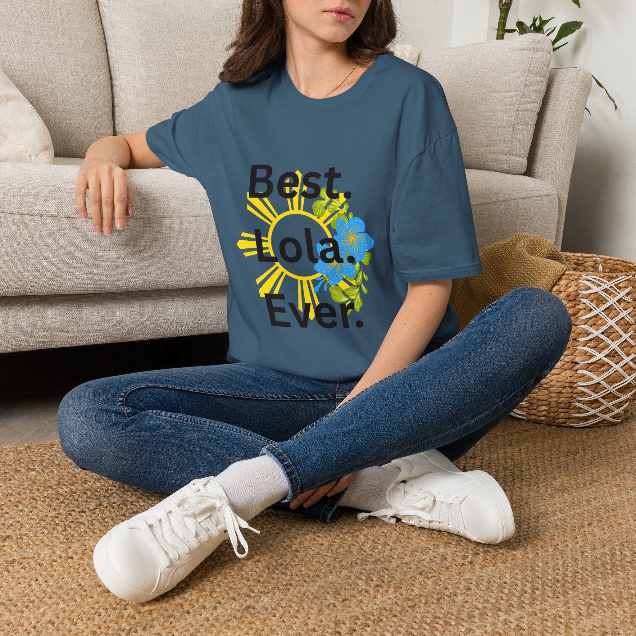 Baby boy pregnancy announcement for the Best Lola Ever T-Shirt — Floral Sun Graphic Tee for Grandma/Mother’s Day
