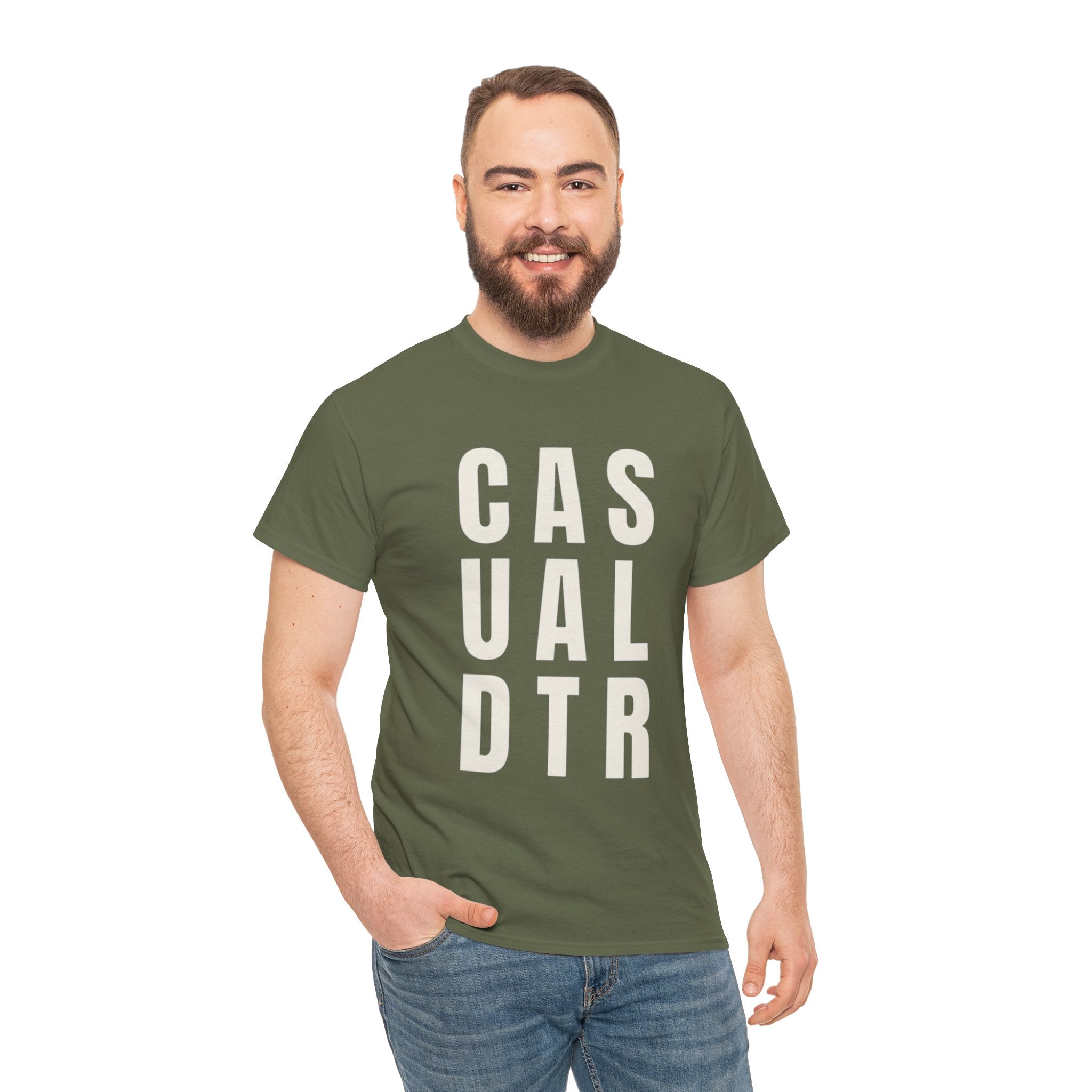 Casual Detour Graphic Tee — Vertical Text Black T‑Shirt