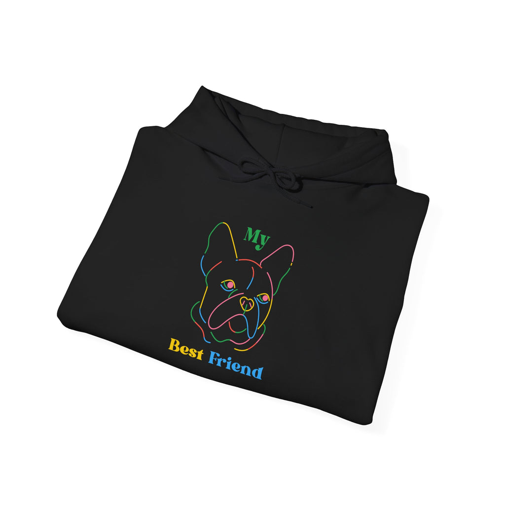 Hoodie - "My Best Friend" Rainbow Outline French Bulldog Pullover