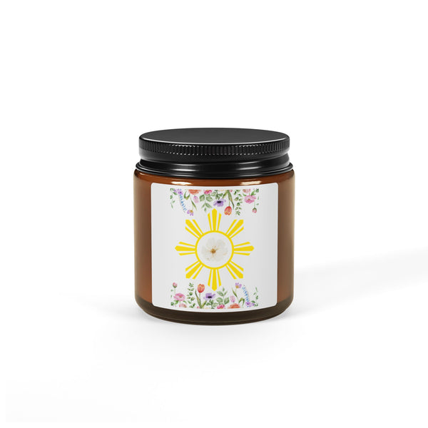 Soy Candle — Floral Sun Amber Jar (Scented, Multi-Size)