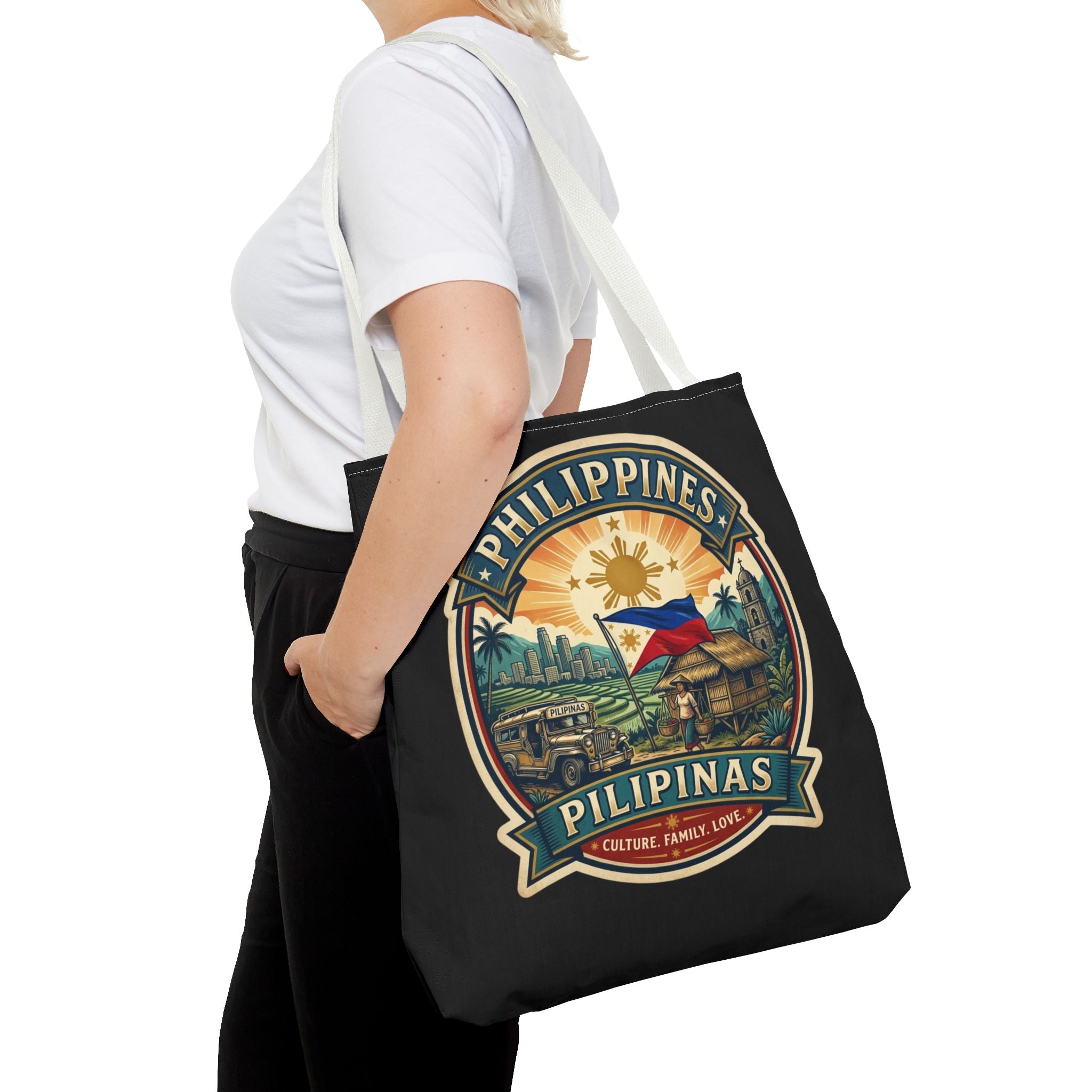 Philippines Vintage Travel Tote Bag — Pilipinas Flag & Island Scene
