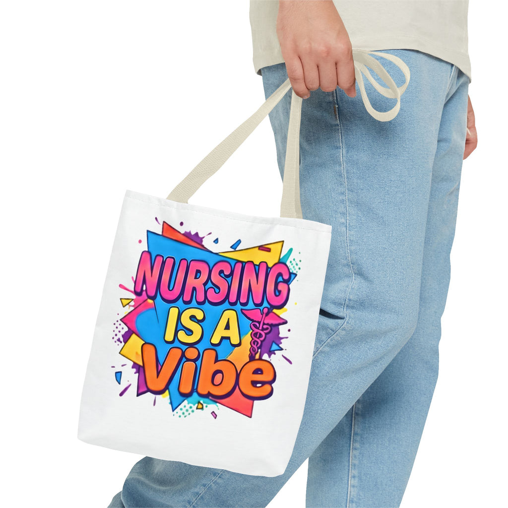 Nursing Is a Vibe Tote Bag – Colorful Nurse Gift Tote for Nurses