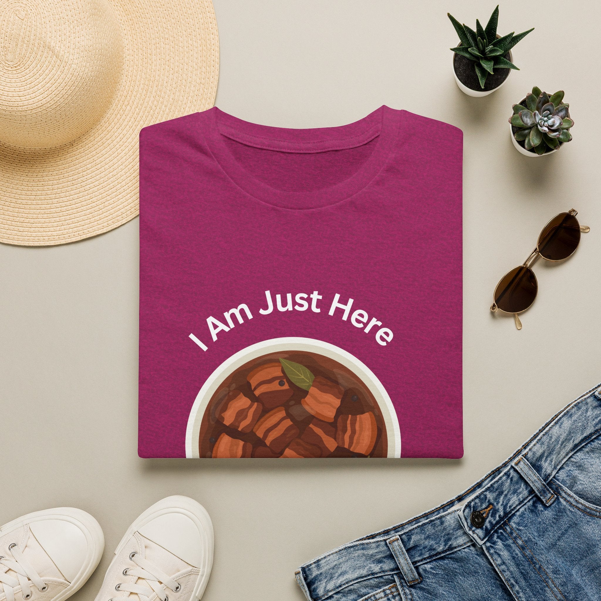 Philippines unisex adobo T-Shirt — "I Am Just Here For The Abobo" Nigerian Food Graphic Tee