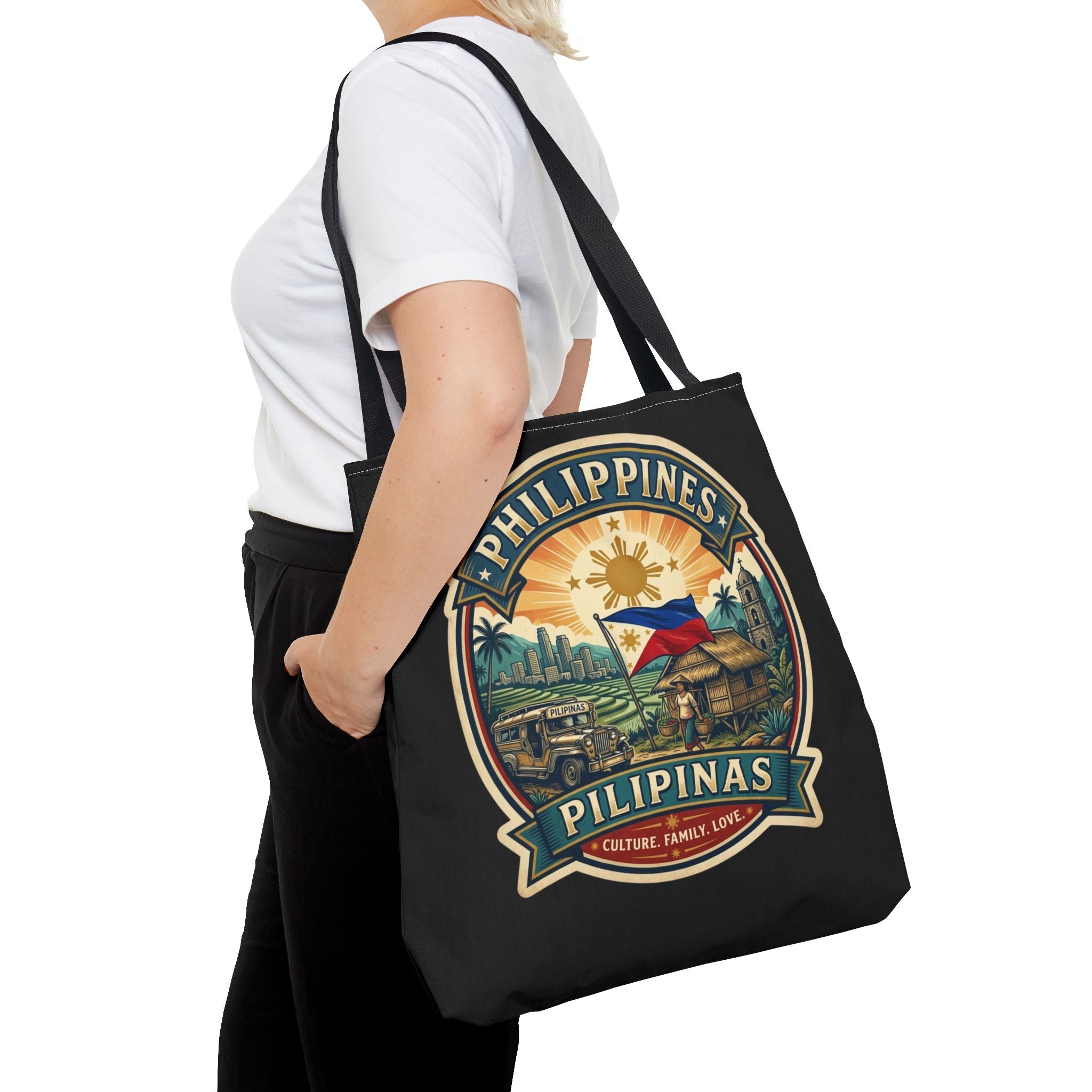 Philippines Vintage Travel Tote Bag — Pilipinas Flag & Island Scene