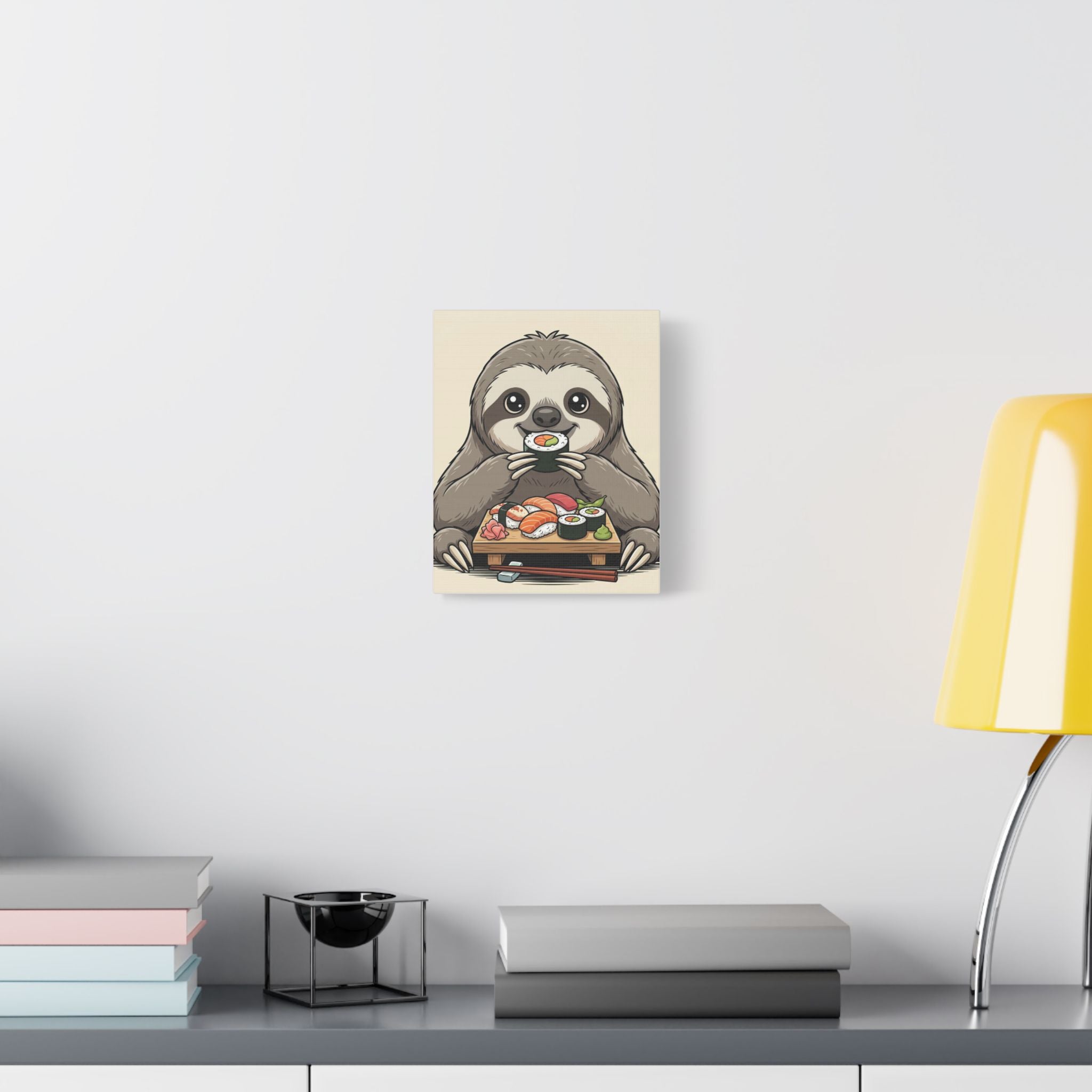 Sloth Sushi Canvas Print — Cute Kawaii Animal Wall Art