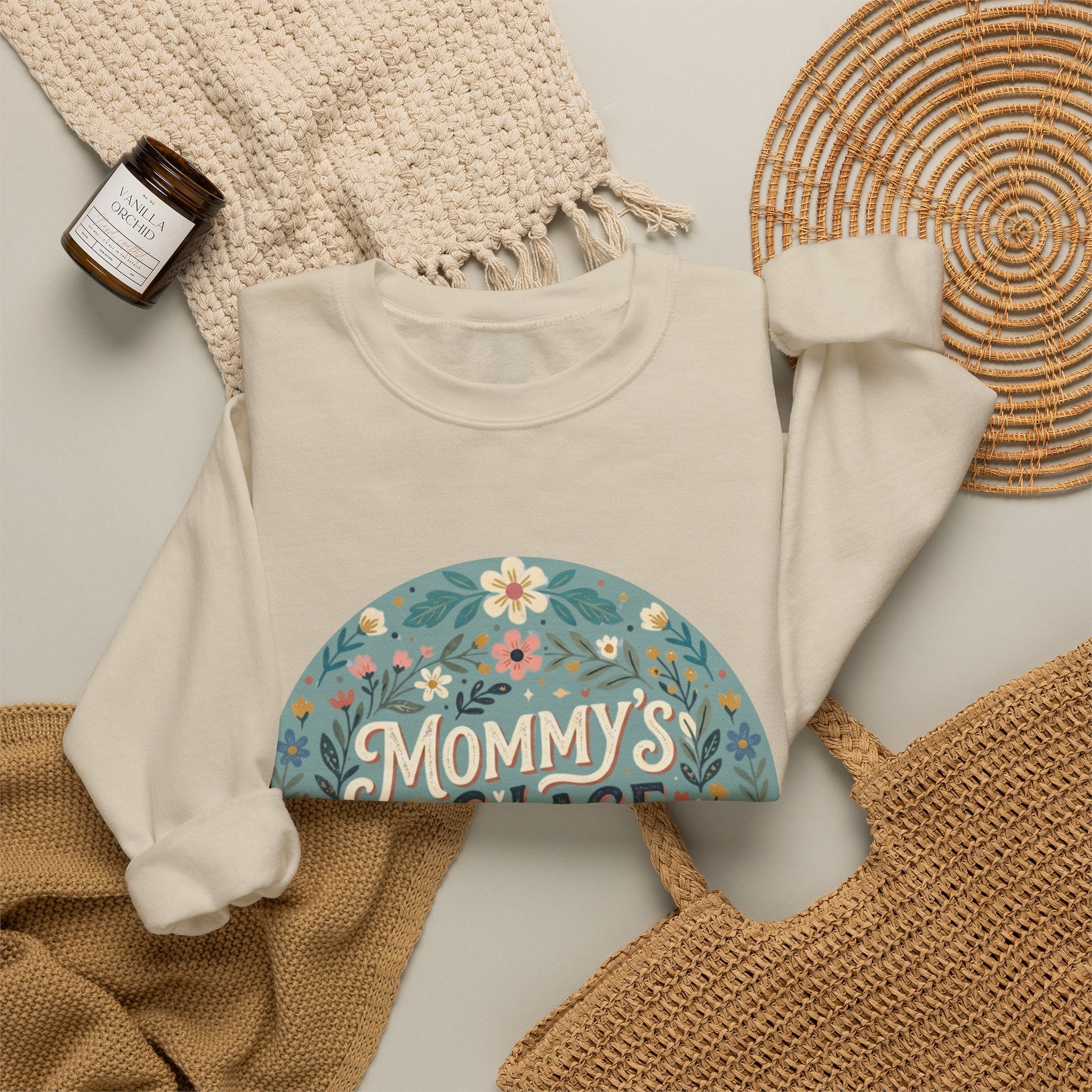 Mommy's Village Floral Crewneck Sweatshirt — Mom Life Cozy Pullover
