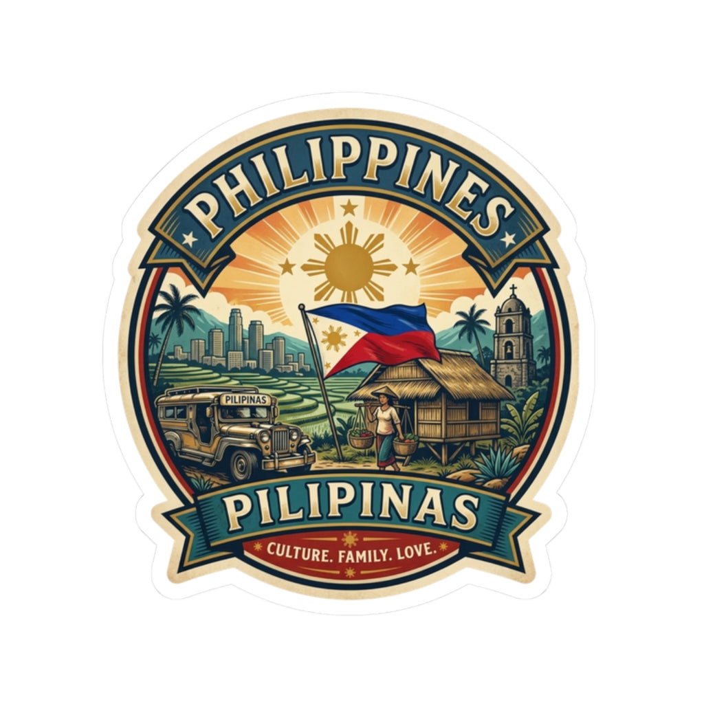 Philippines Vintage Crest Sticker — Pilipinas Culture, Family, Love