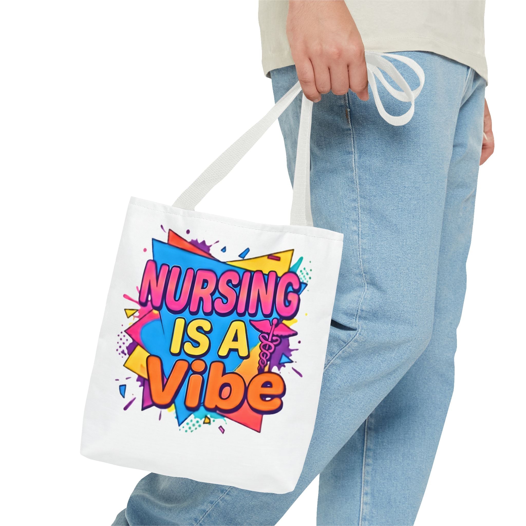 Nursing Is a Vibe Tote Bag – Colorful Nurse Gift Tote for Nurses