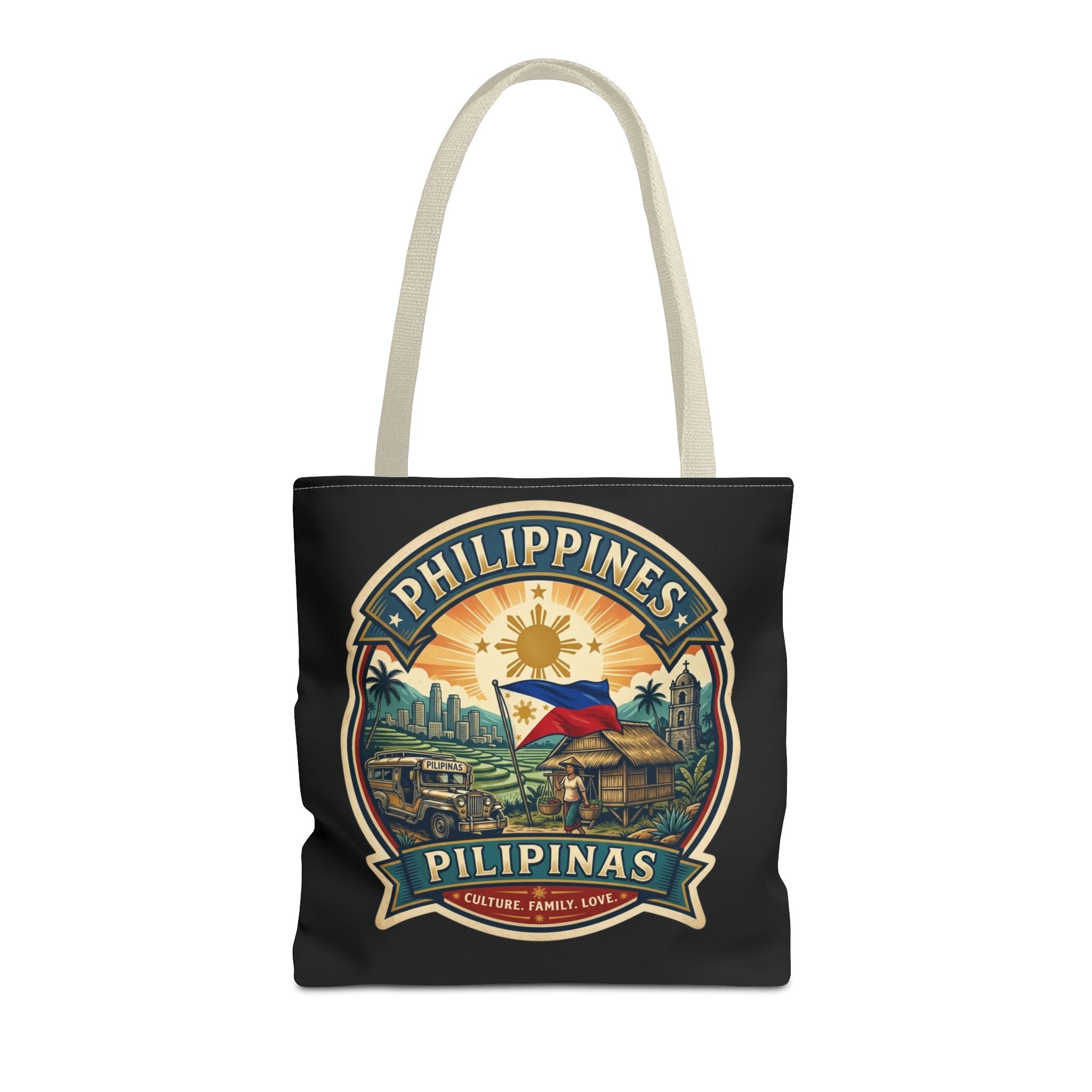 Philippines Vintage Travel Tote Bag — Pilipinas Flag & Island Scene