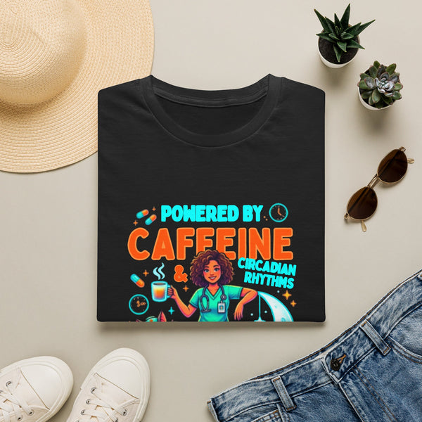 Night Shift Nurse T‑Shirt — "Powered by Caffeine & Circadian Rhythms"