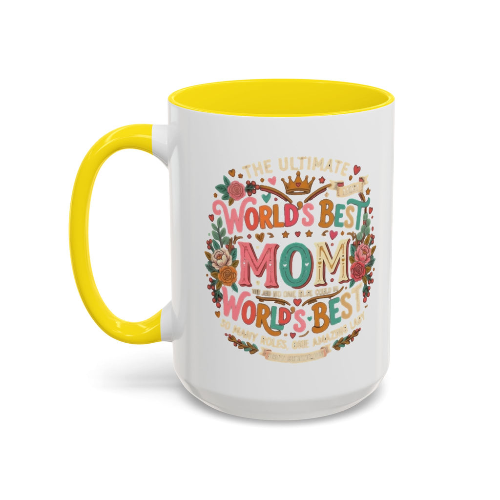World's Best Mom Accent Coffee Mug — Floral Mother's Day 11/15oz