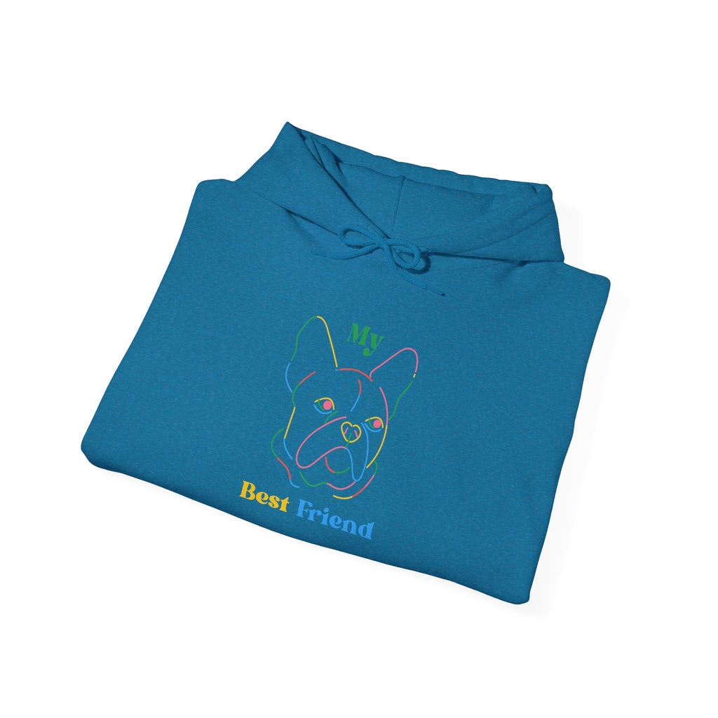 Hoodie - "My Best Friend" Rainbow Outline French Bulldog Pullover