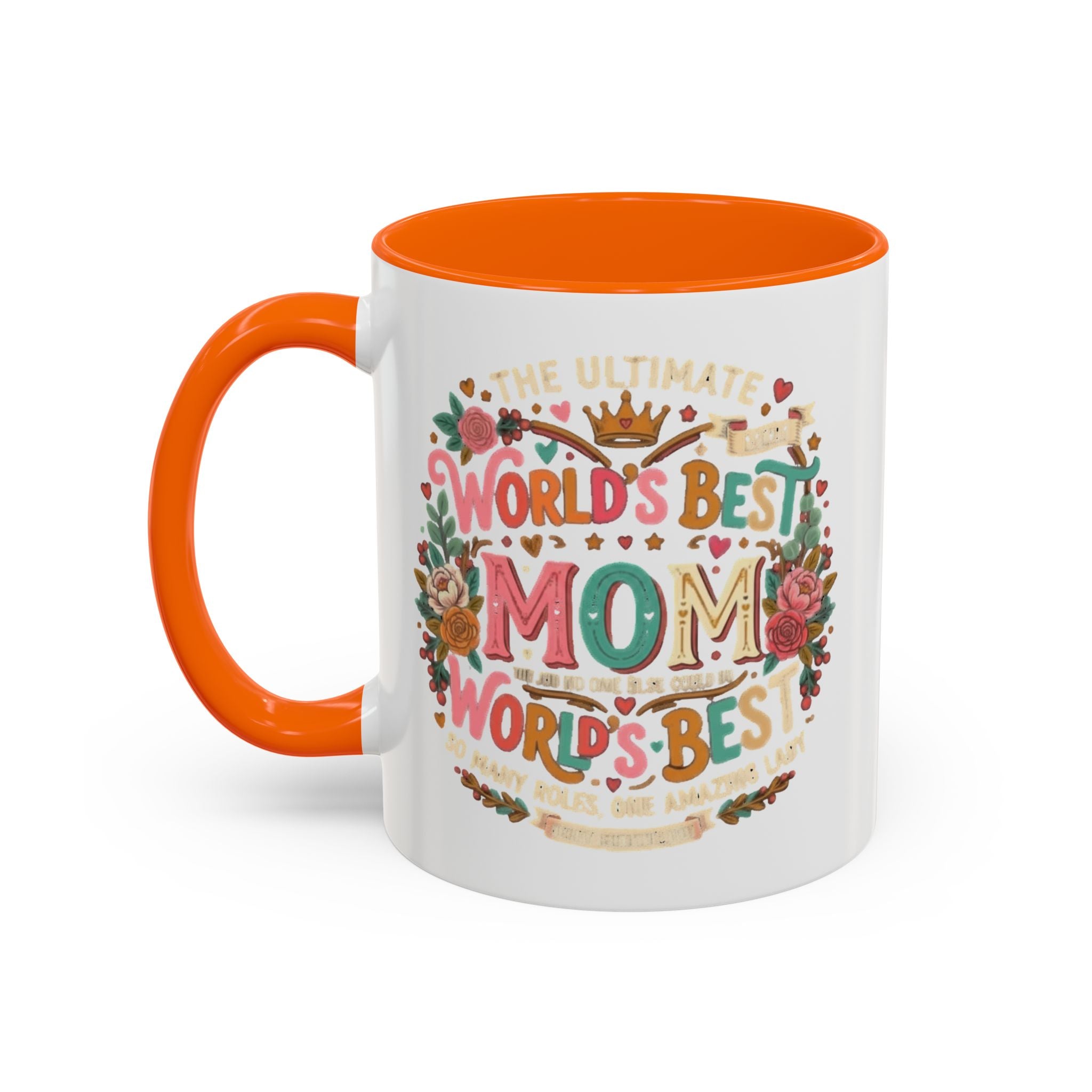 World's Best Mom Accent Coffee Mug — Floral Mother's Day 11/15oz
