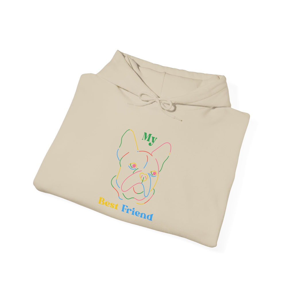 Hoodie - "My Best Friend" Rainbow Outline French Bulldog Pullover