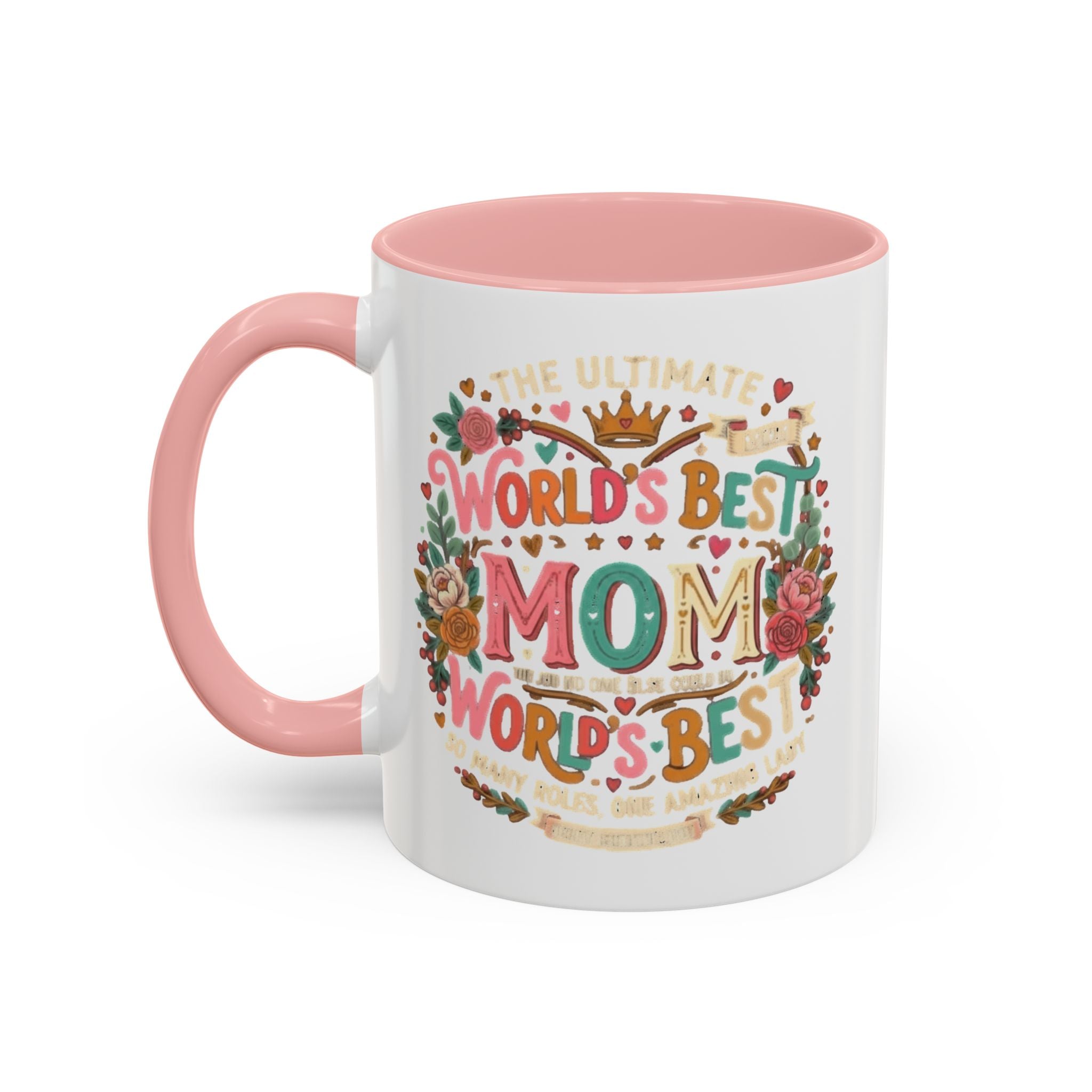 World's Best Mom Accent Coffee Mug — Floral Mother's Day 11/15oz