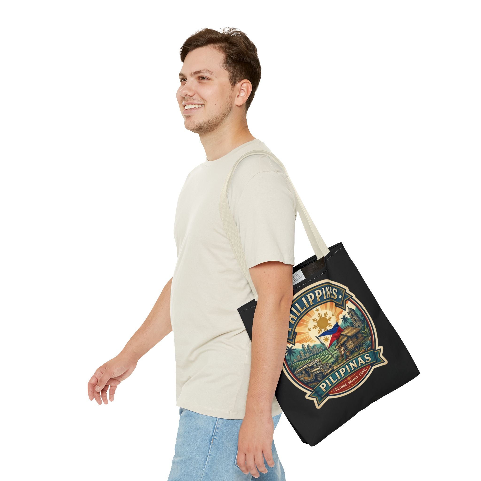 Philippines Vintage Travel Tote Bag — Pilipinas Flag & Island Scene