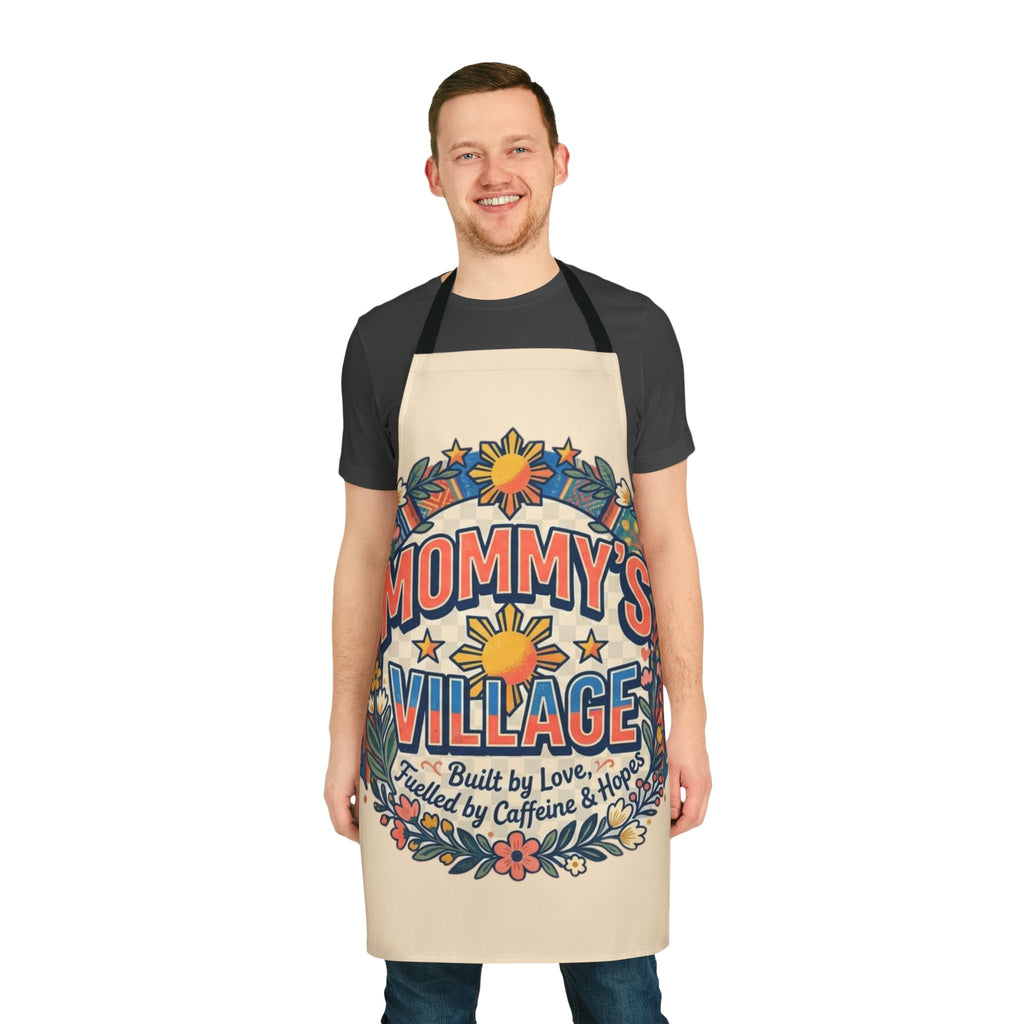 Mommy's Village Floral Filipino Apron — "Built by Love, Fueled by Caffeine & Hope" Phillipines design