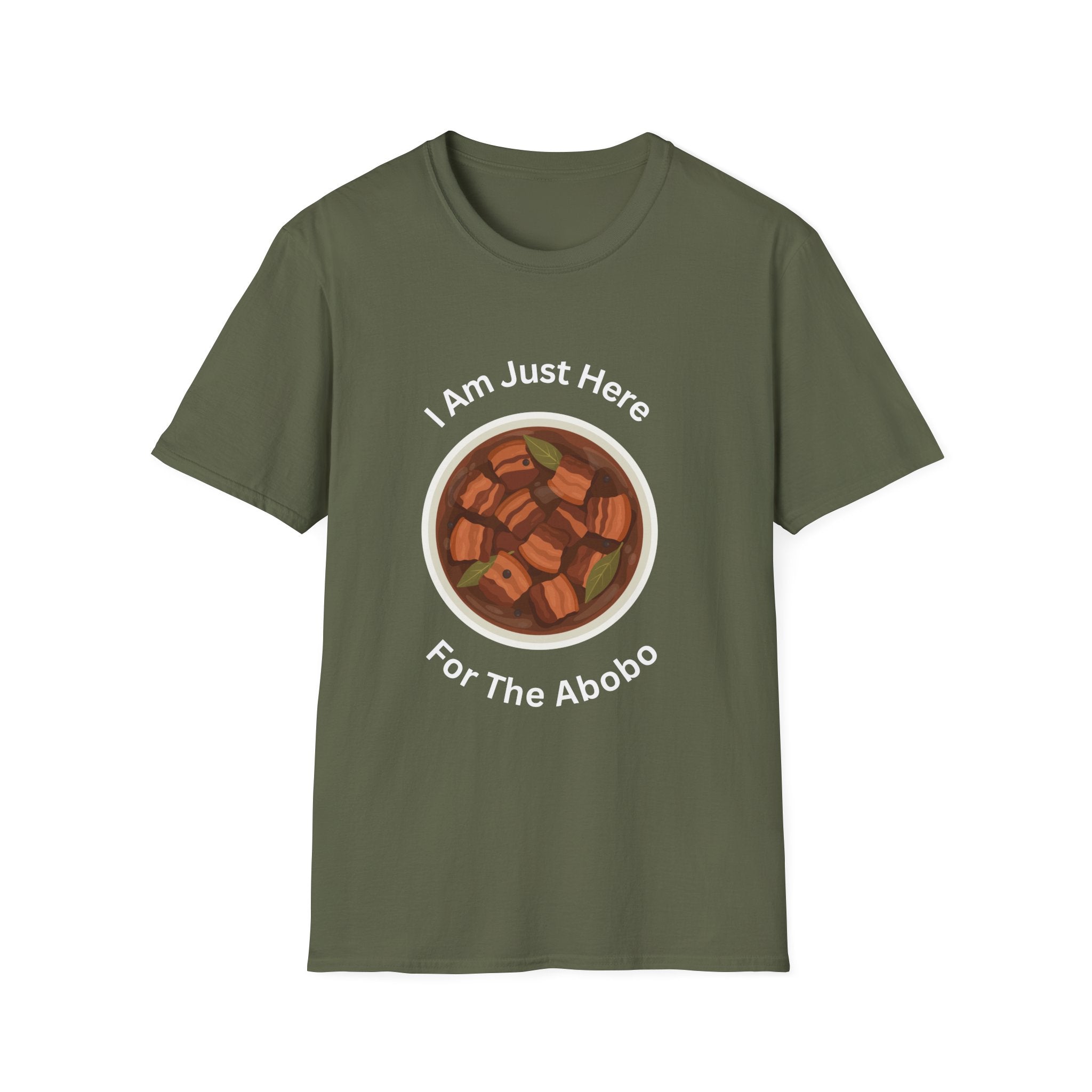 Philippines unisex adobo T-Shirt — "I Am Just Here For The Abobo" Nigerian Food Graphic Tee