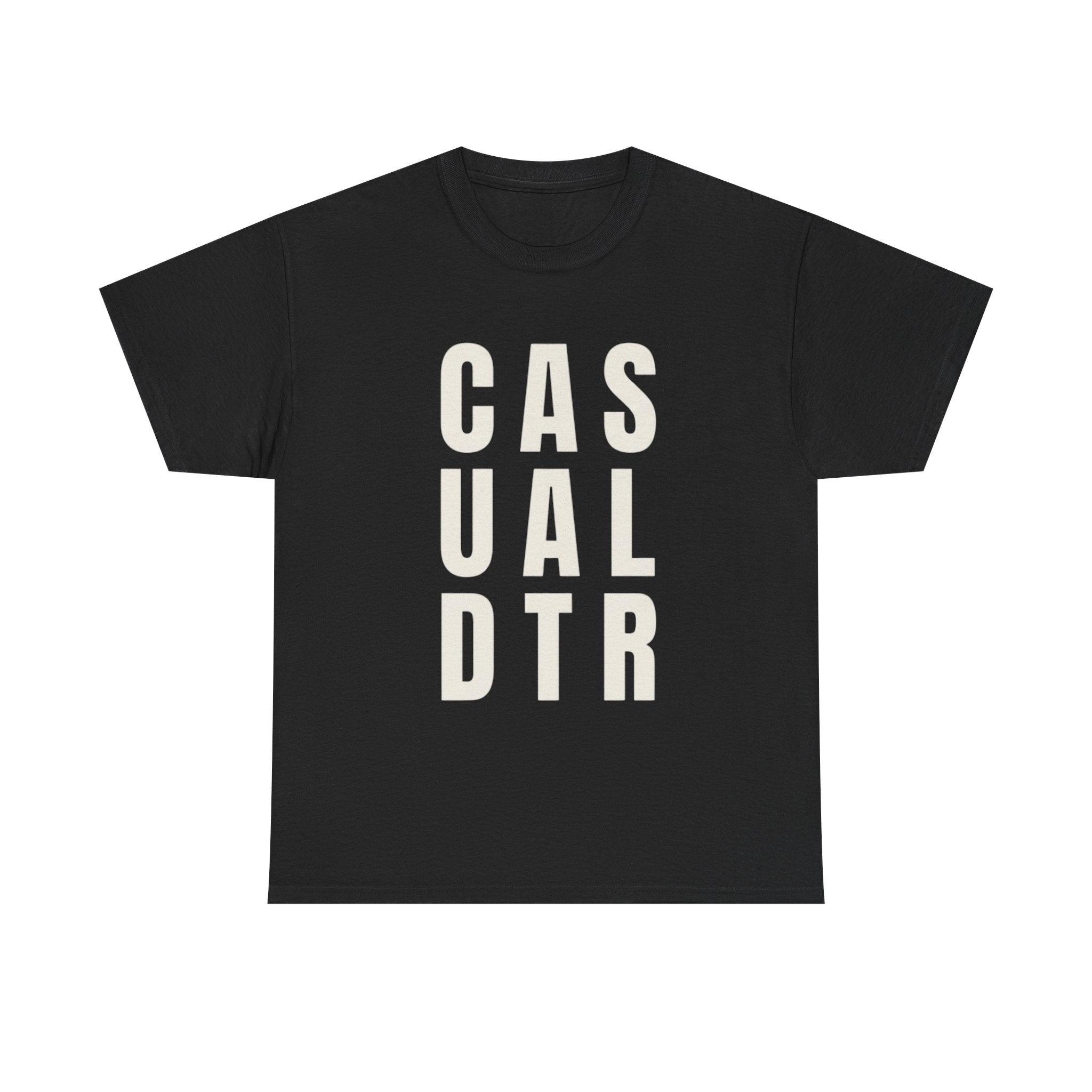 Casual Detour Graphic Tee — Vertical Text Black T‑Shirt