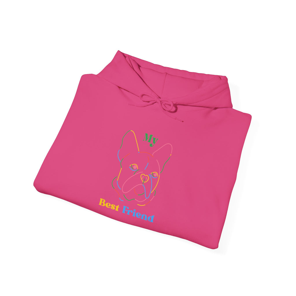 Hoodie - "My Best Friend" Rainbow Outline French Bulldog Pullover