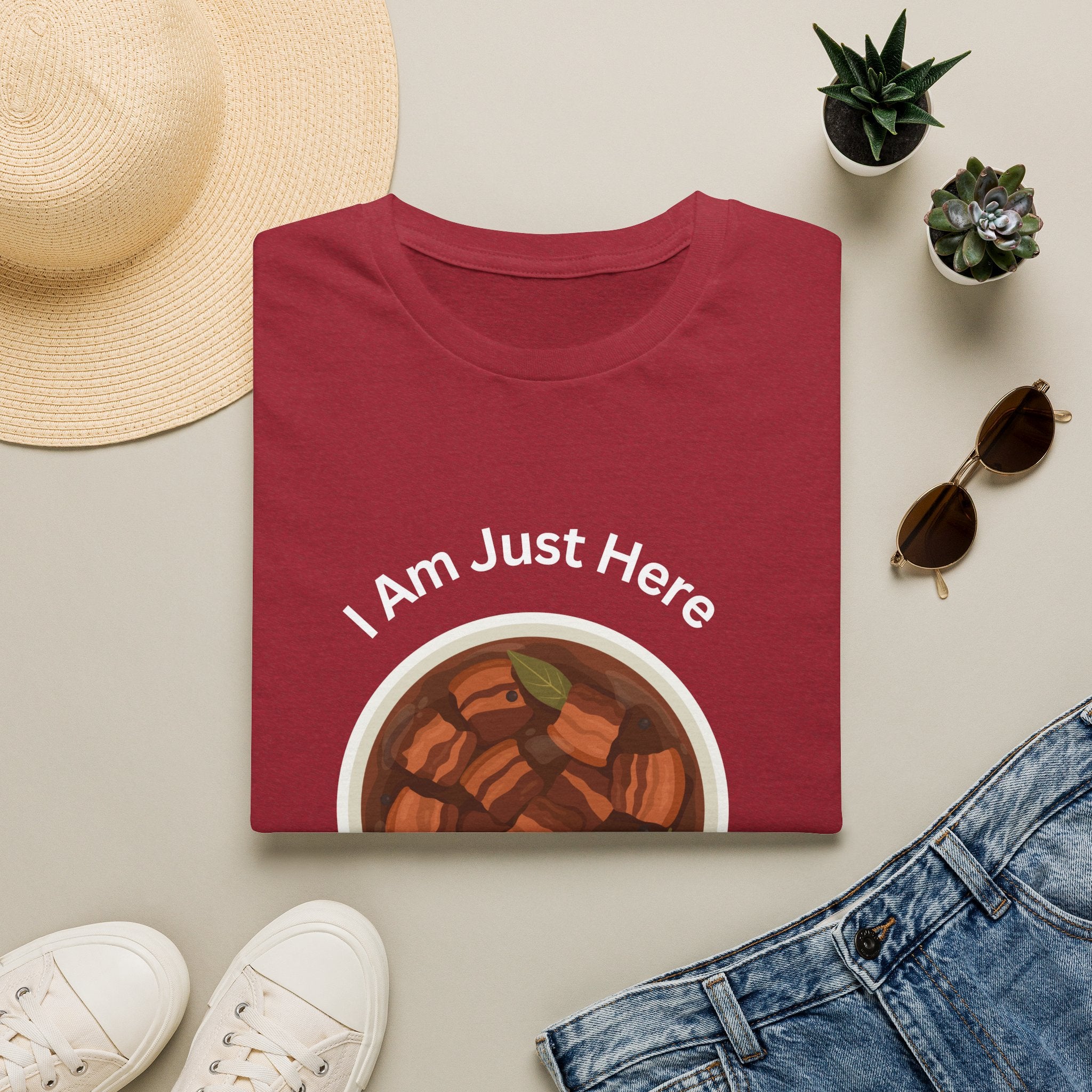 Philippines unisex adobo T-Shirt — "I Am Just Here For The Abobo" Nigerian Food Graphic Tee