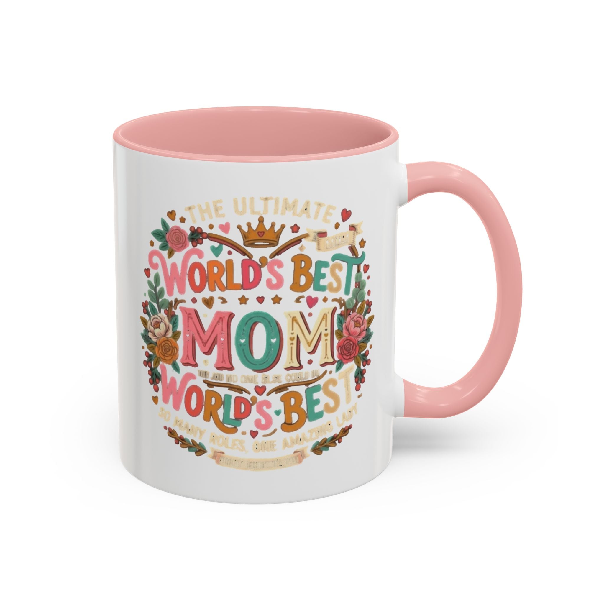 World's Best Mom Accent Coffee Mug — Floral Mother's Day 11/15oz