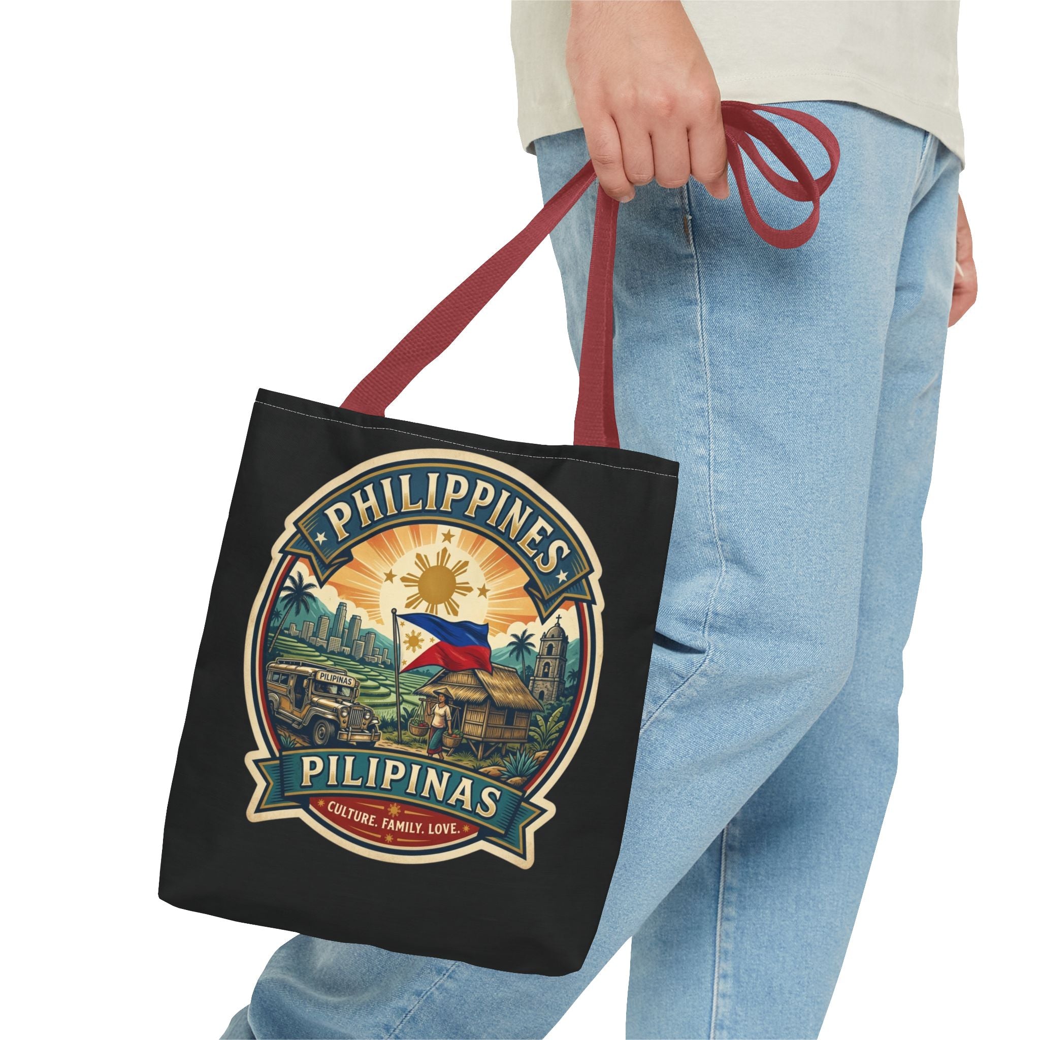 Philippines Vintage Travel Tote Bag — Pilipinas Flag & Island Scene