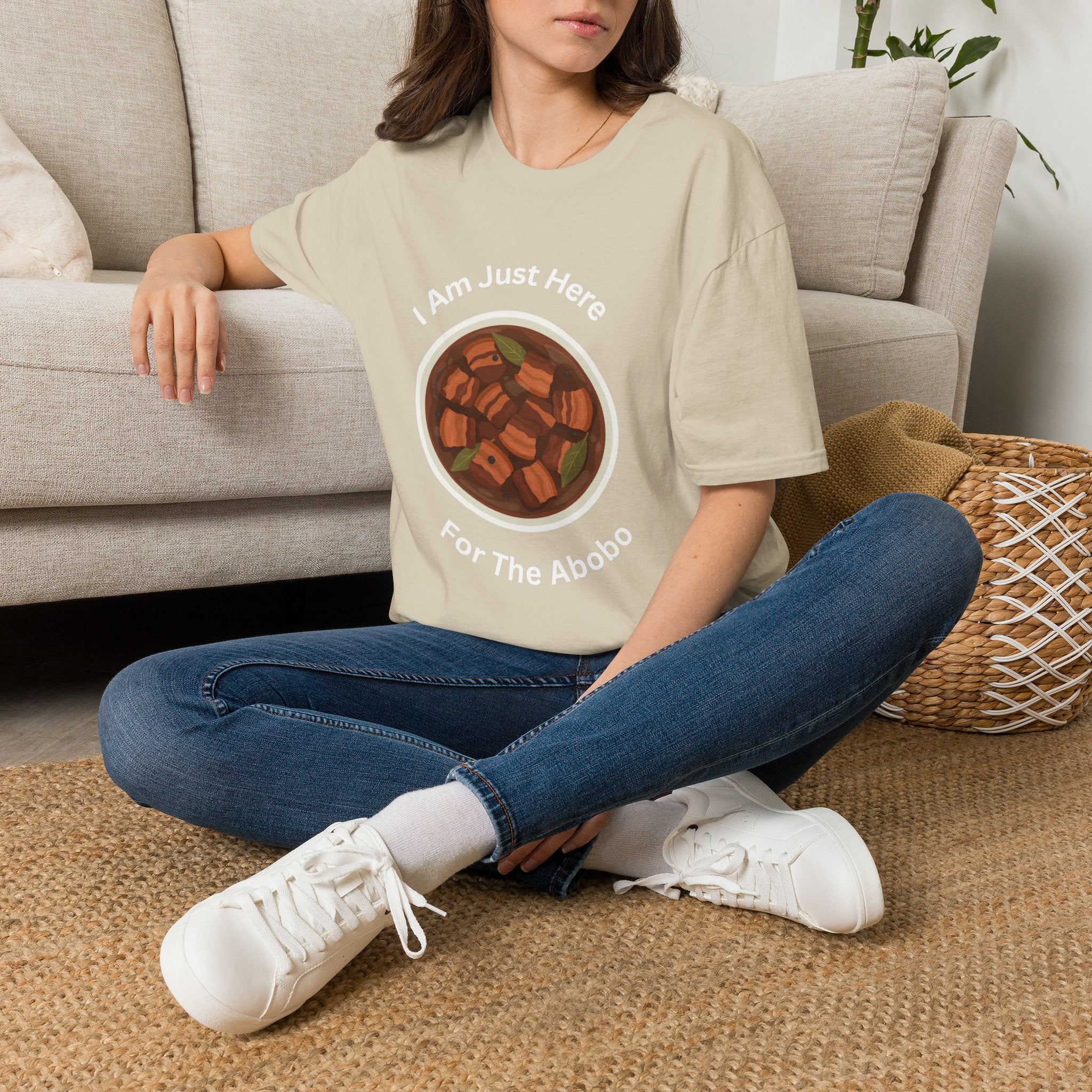 Philippines unisex adobo T-Shirt — "I Am Just Here For The Abobo" Nigerian Food Graphic Tee