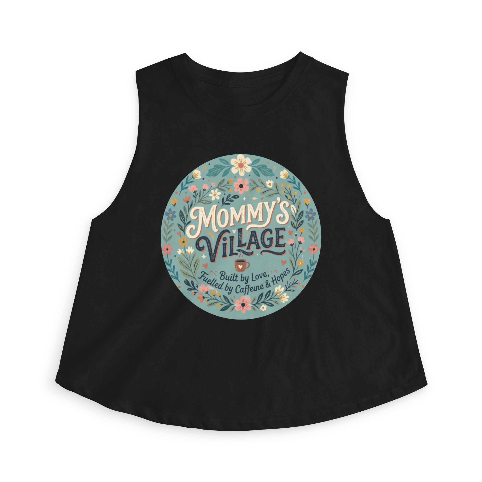 Mommy's Village Floral Crop Top — Mom Gift Mother's Day Shirt
